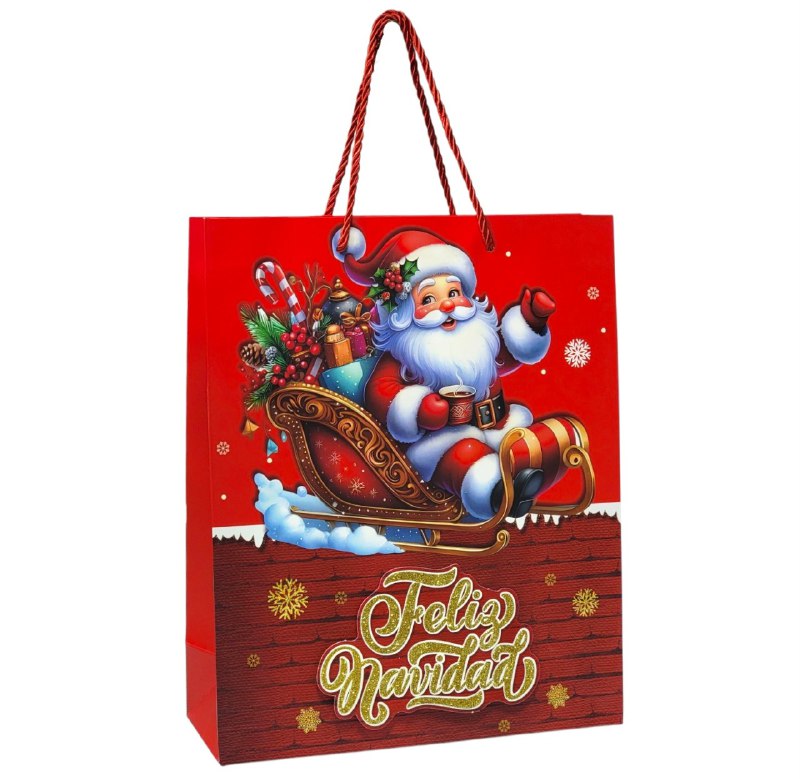 BOLSA DE REGALO NAVIDEÑA MEDIANA 26X32X10CM