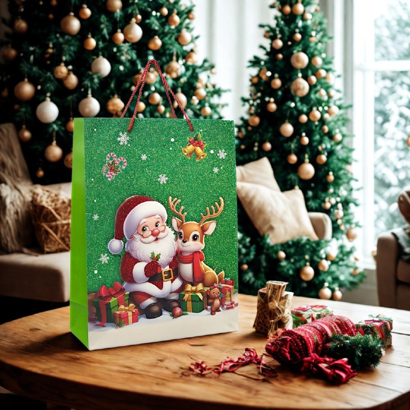 BOLSA DE REGALO NAVIDEÑA MEDIANA 32X26X10CM