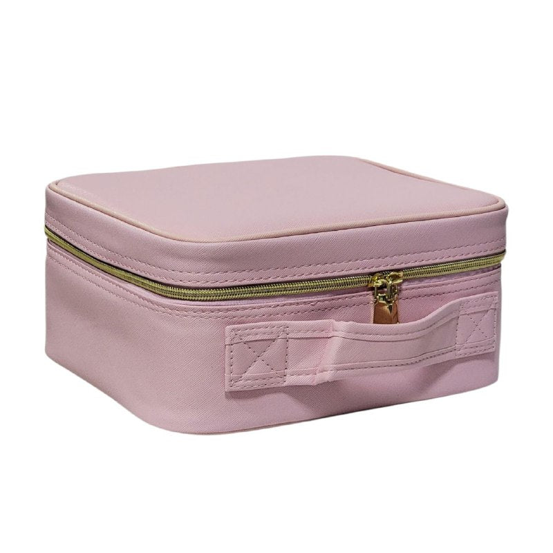 ESTUCHE ORGANIZADOR DE MAQUILLAJE CON ESPEJO LED 3 MODOS DE ILUMINACION, RESISTENTE AL POLVO Y AGUA, CORREA AJUSTABLE, 3 COLORES ACCESOIRES BEAUTE