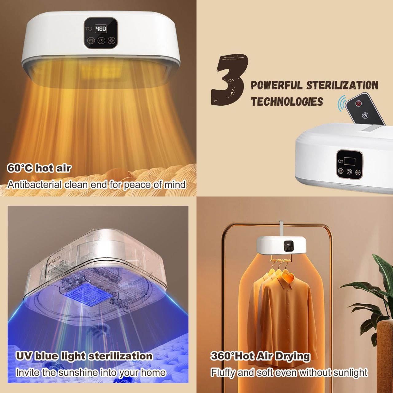 MAQUINA SECADORA DE ROPA PLEGABLE, PORTÁTIL SECADO RAPIDO, PEQUEÑO Y PORTATIL, CONTROL REMOTO RAPIDO SECADO FOLDING CLOTHES DRYER