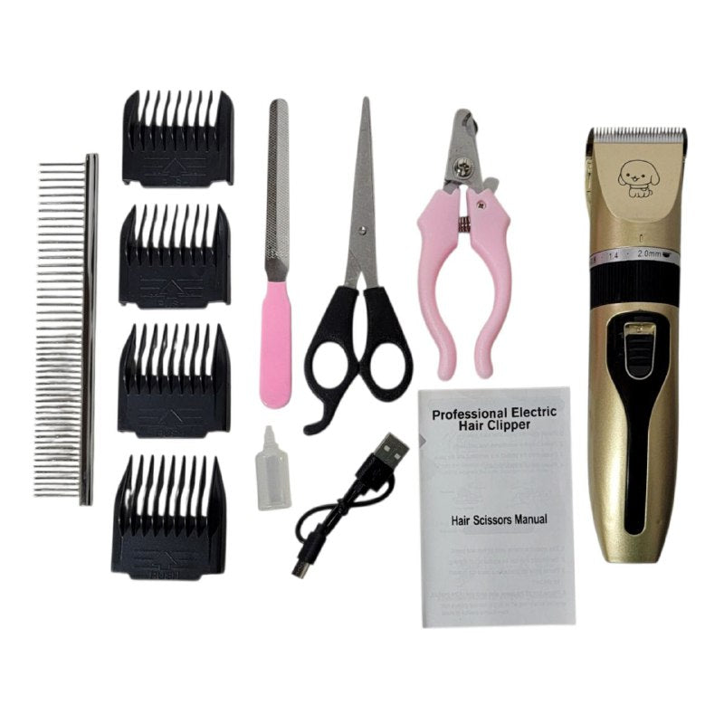 MAQUINA CORTADORA DE PELO PARA MASCOTAS, PERROS, GATOS, ETC, CON SUS ACCESORIOS VARIOS PET GROOMING