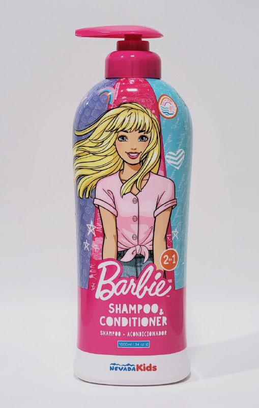 SHAMPOO PARA EL CABELLO 2 EN1, SHAMPOO Y ACONDICIONADOR PARA NIÑAS, FORMULA ULTRA SUAVE, LIMPIA Y SUAVIZA Y DEJA AROMA AGRADABLE NEVADA KIDS BARBIE 1000ML