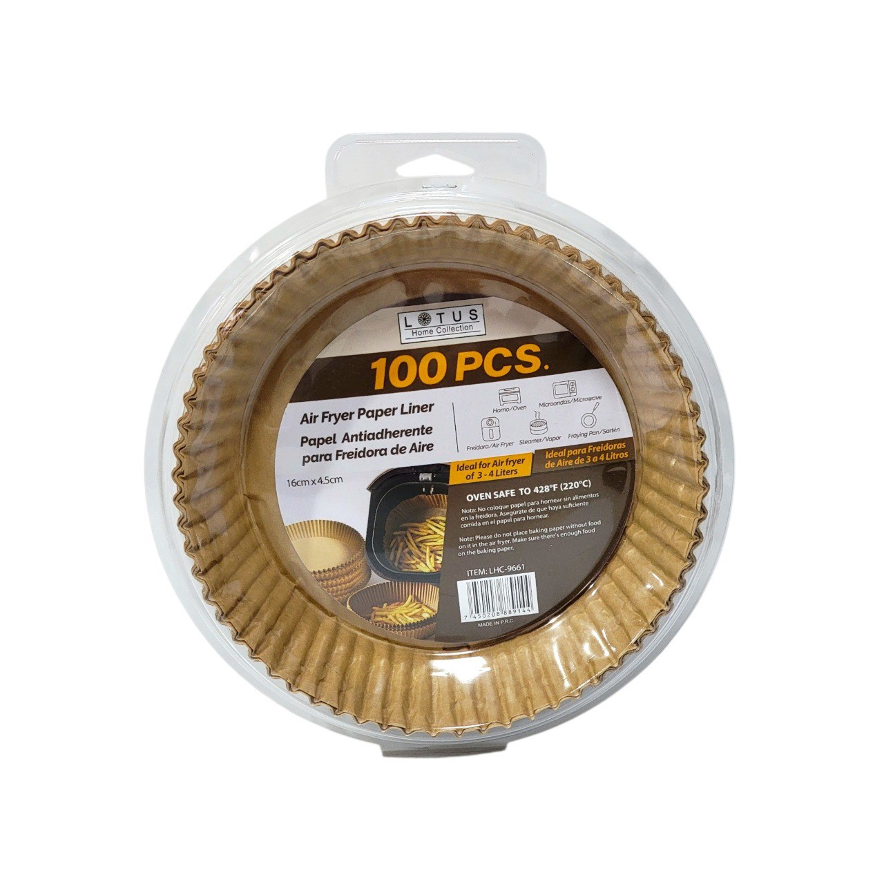 PAPEL ANTIADHERENTE PARA FREIDORA DE AIRE 100 PCS LOTUS 16X4.5CM