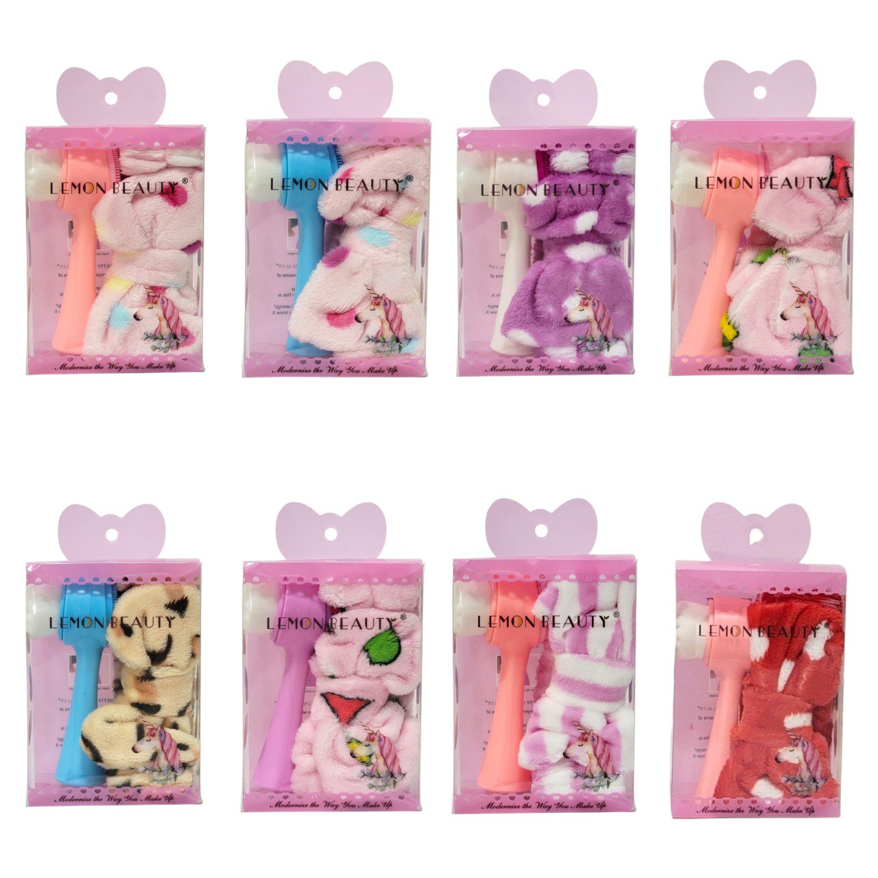 KIT DE CUIDADO FACIAL, DIADEMA ELASTICA Y CEPILLO PARA SKIN CARE LEMON BEAUTY