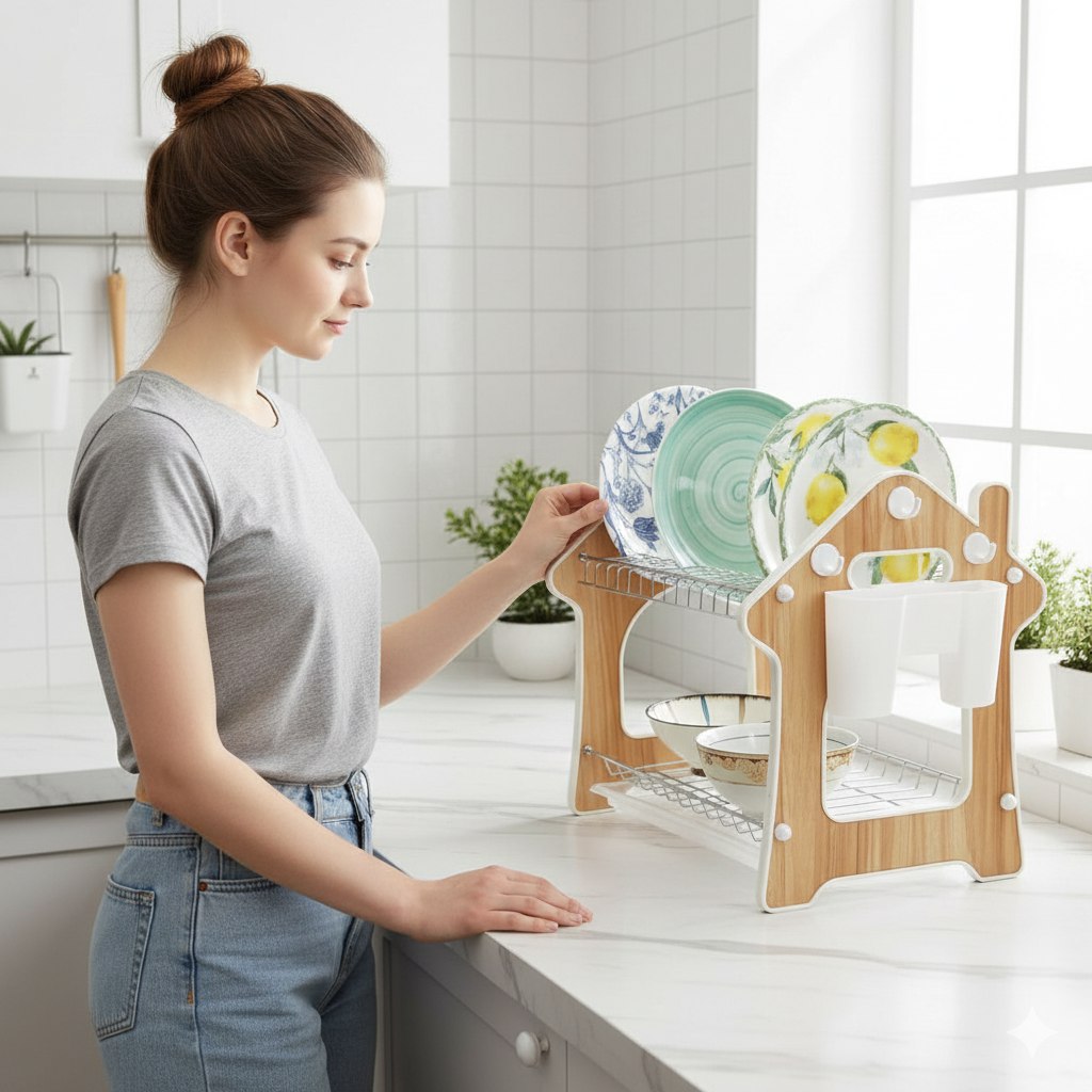 ESTANTE ORGANIZADOR Y ESCURRIDOR DE COCINA DE 2 NIVELES LOTUS HOME COLLECTION 54X12X31CM