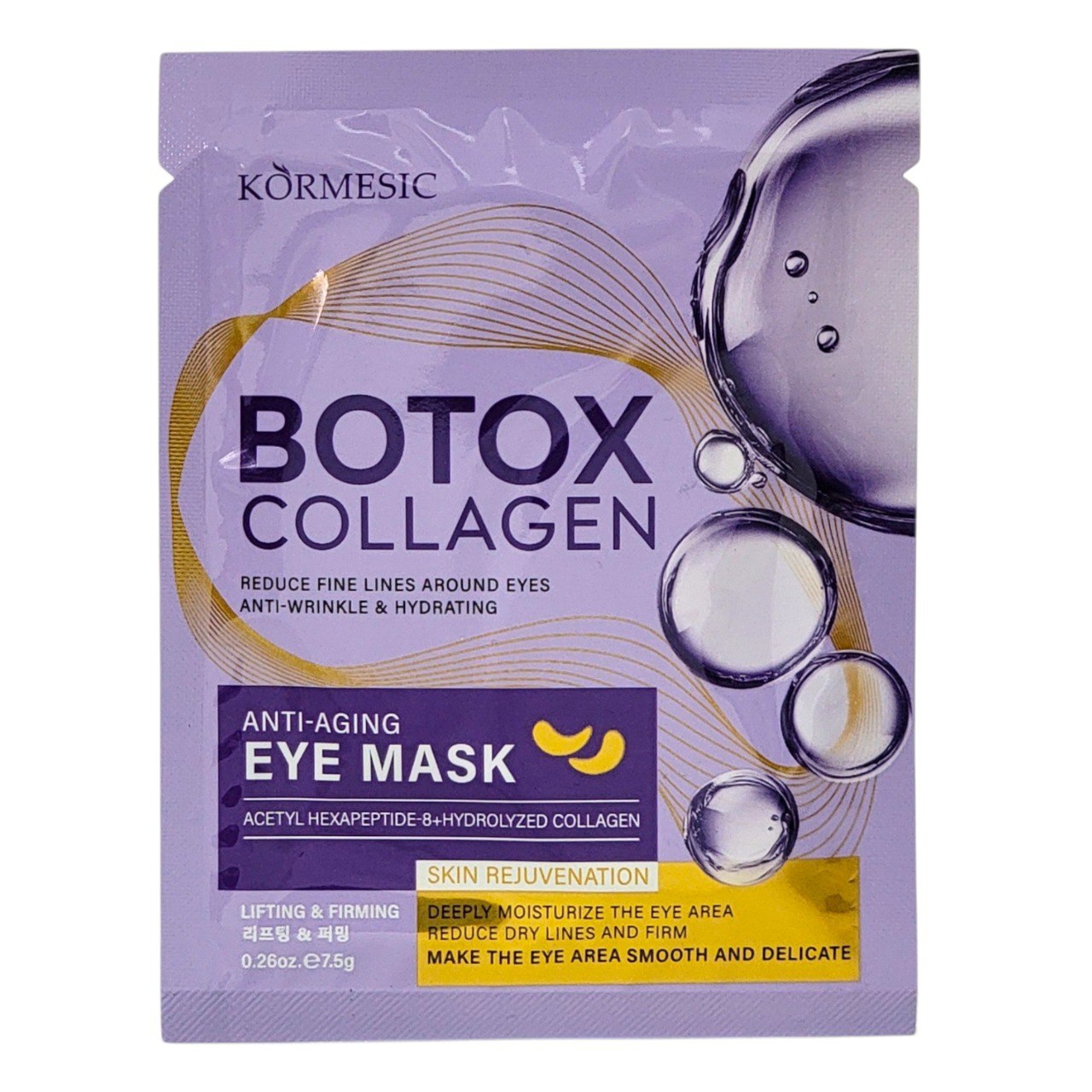 MASCARILLA FACIAL PARA OJOS COLÁGENO EFECTO BÓTOX KORMESIC 7.5G X UN PAR