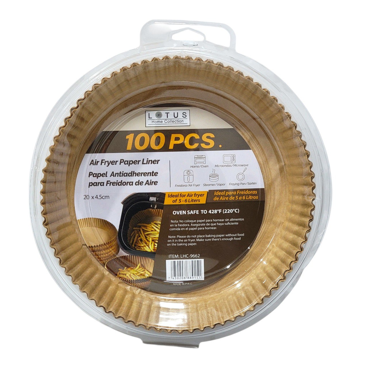PAPEL ANTIADHERENTE PARA FREIDORA DE AIRE 100 PCS LOTUS 20X4.5CM,
