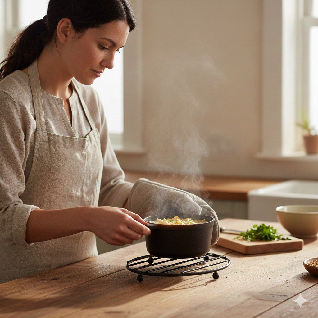 PORTACALIENTE DE METAL CON ACABADO NEGRO MATE LOTUS 20CM