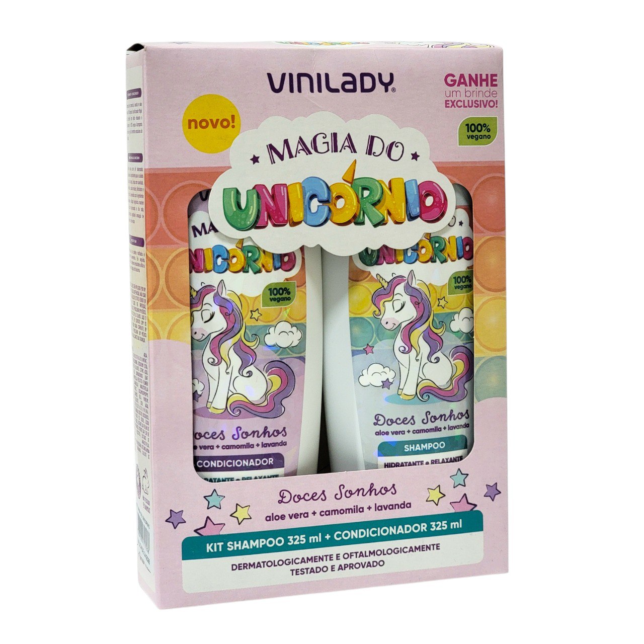 SHAMPOO Y ACONDICIONADOR EN SET PARA BEBÉ BAÑO DE UNICORNIO VINILADY 325ML X 2PCS