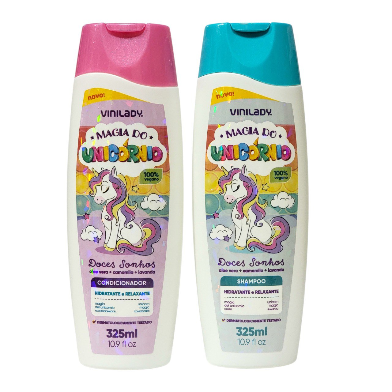 SHAMPOO Y ACONDICIONADOR EN SET PARA BEBÉ BAÑO DE UNICORNIO VINILADY 325ML X 2PCS