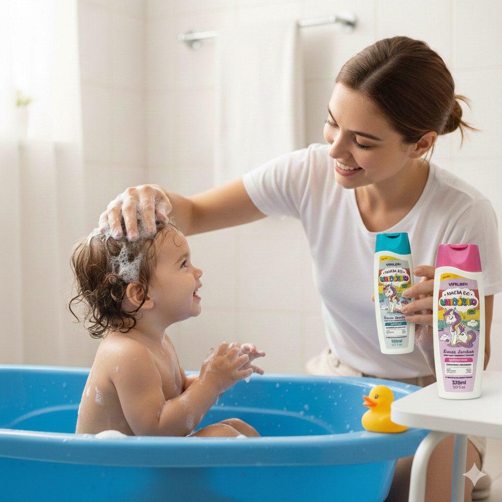 SHAMPOO Y ACONDICIONADOR EN SET PARA BEBÉ BAÑO DE UNICORNIO VINILADY 325ML X 2PCS