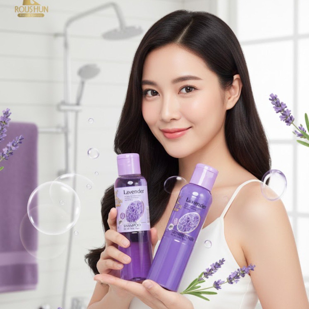 SHAMPOO Y ACONDICIONADOR CON EXTRACTO DE LAVANDA ROUSHUN 500MLX2
