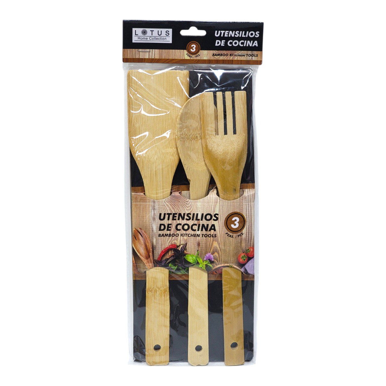 SET DE UTENSILIOS DE COCINA BAMBU 3PCS LOTUS