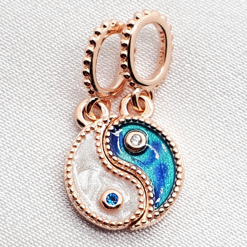 PCHARM2949 DOBLE COLGANTE DE YIN YANG ROSE