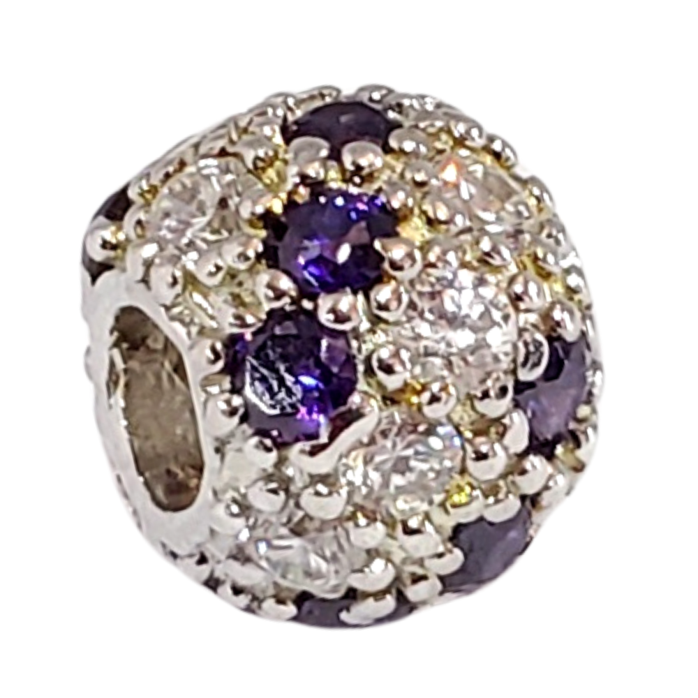 MINIPCH040 CIRCULAR CON CIRCONES TRANSPARENTE Y MORADO PARA PULCERA DE CADENA DE ESLABONES LINK