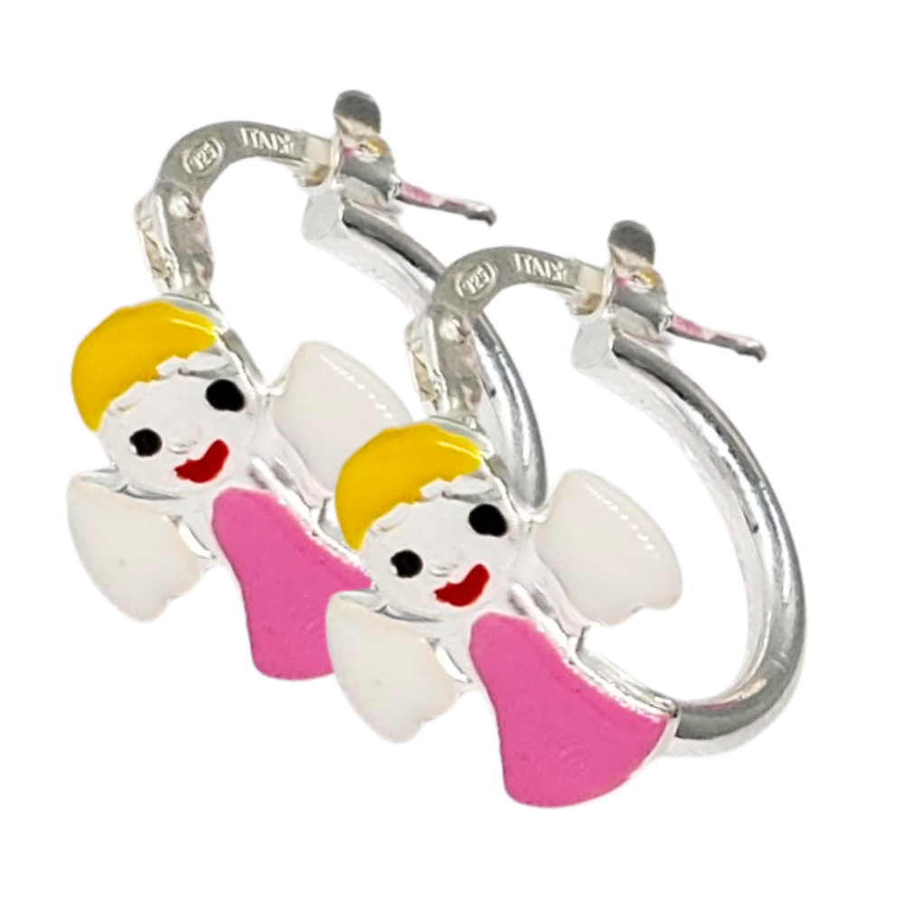 PARGO690$3 ARGOLLAS DE ANGELES FUCSIA, PLATA 925