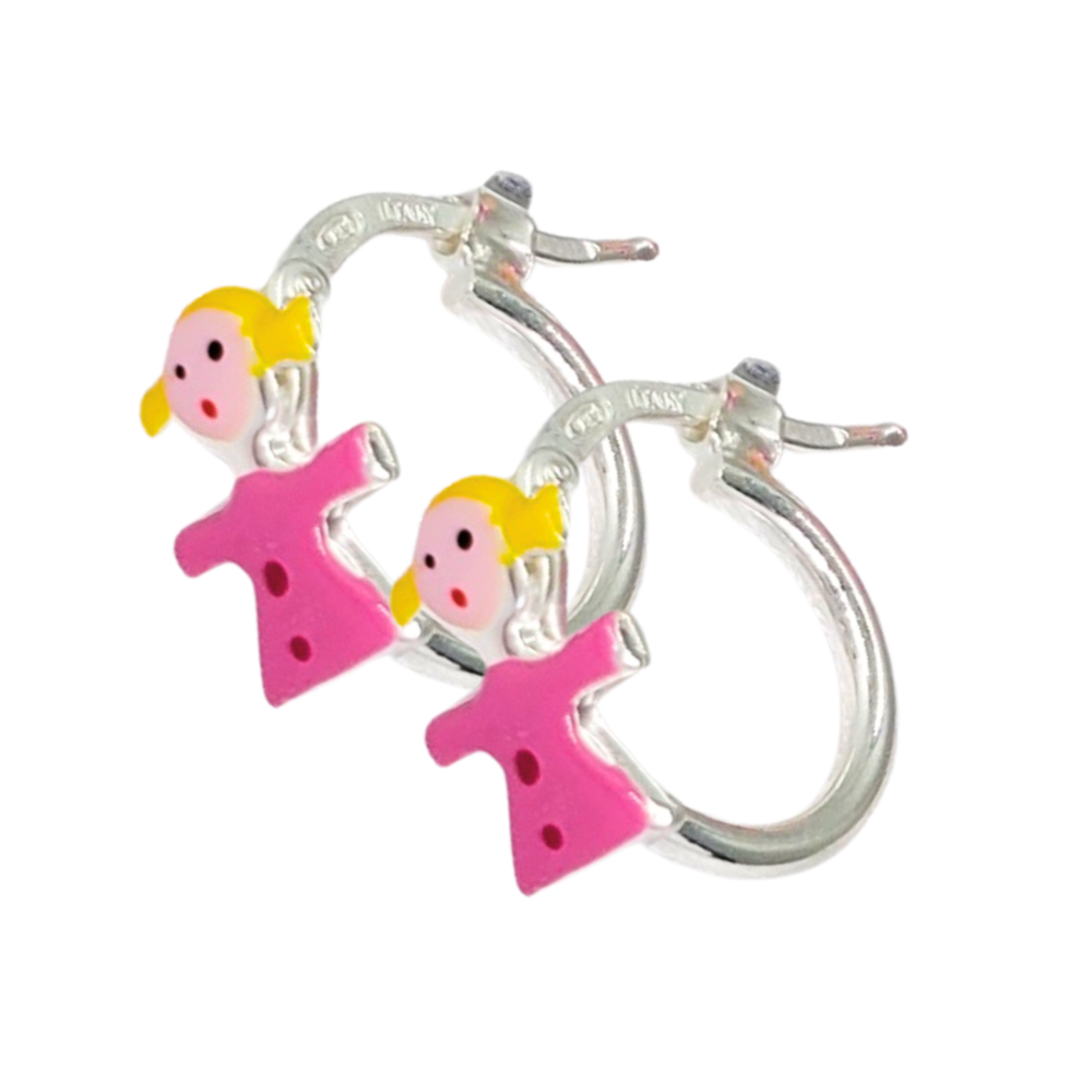 PARGO691$3 ARGOLLAS DE NIÑAS COLOR FUCSIA, PATA 925