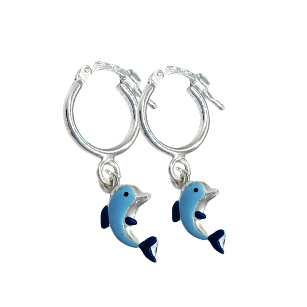 PARGO697 ARGOLA DELFINES AZULES, PLATA 925