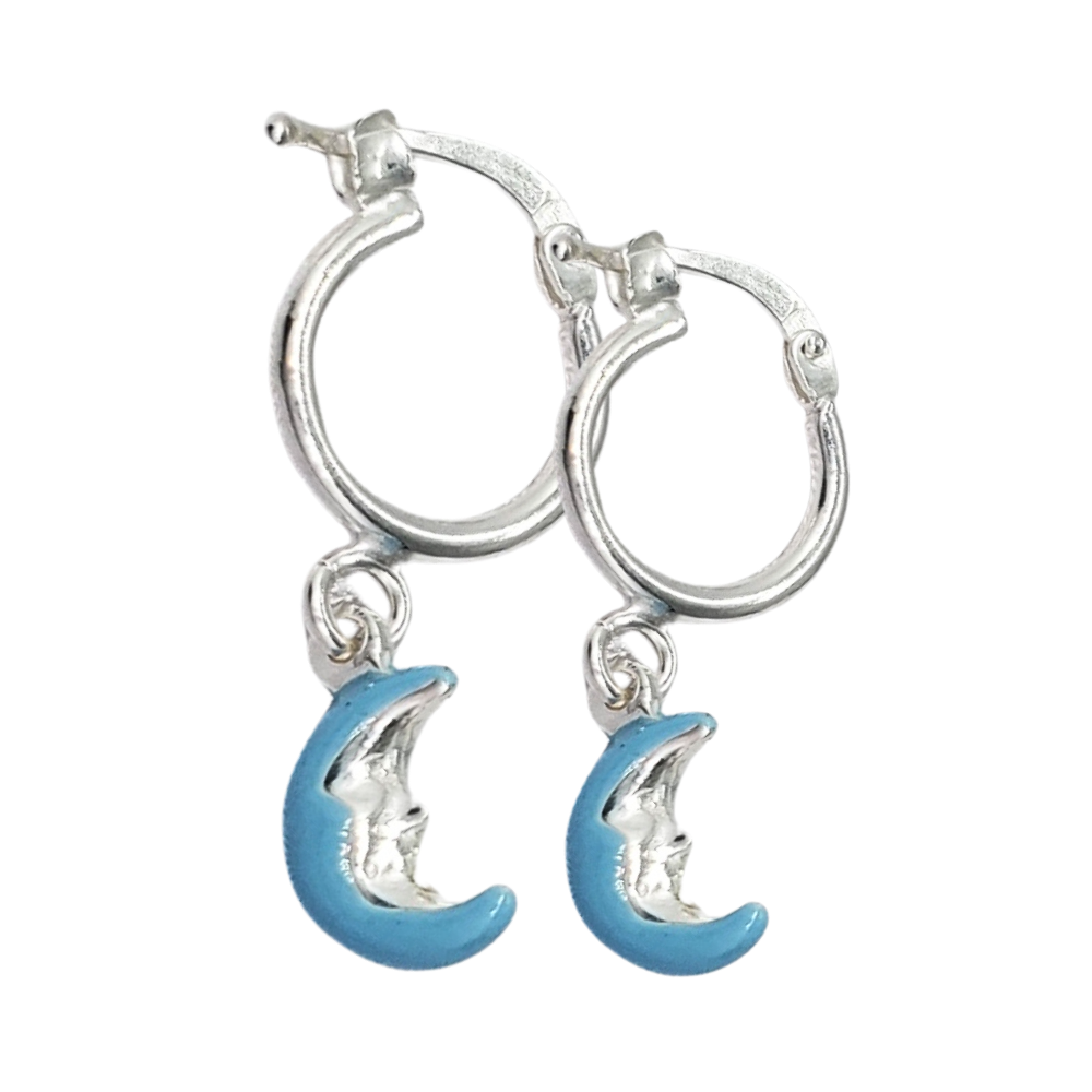 PARGO699 ARGOLLAS DE LUNA AZULES, PLATA 925