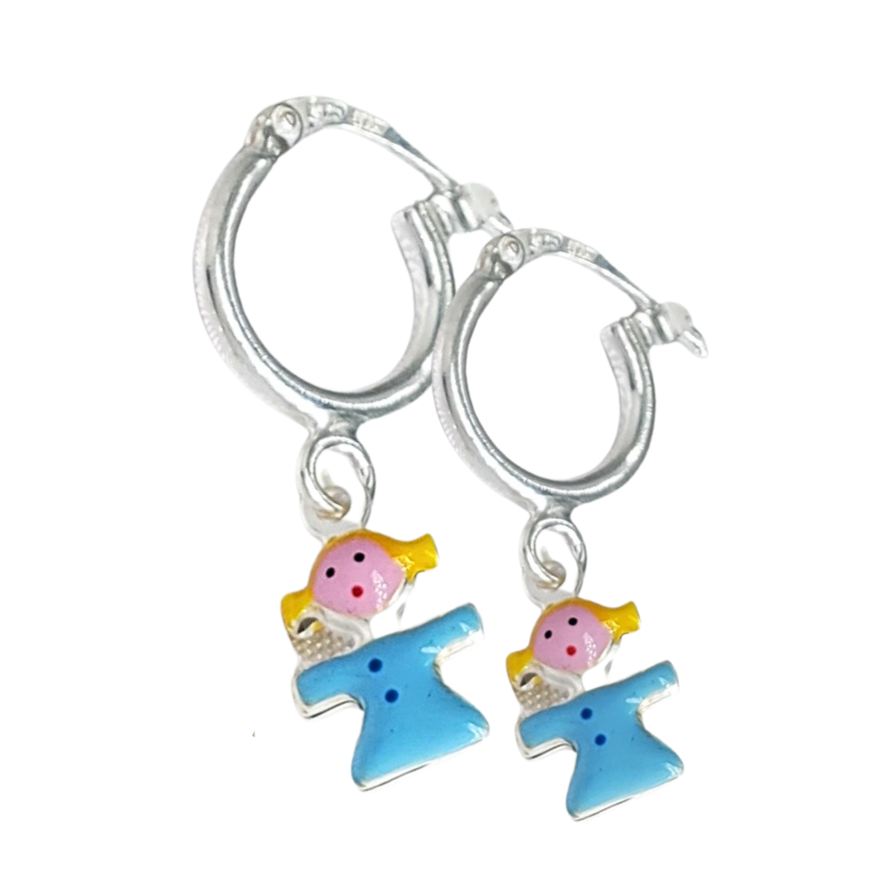 PARGO700 ARGOLLAS DE NIÑA AZULES, PLATA 925