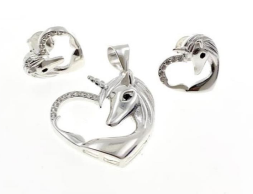 PSET2388 SET CORAZON PONI CON ZIRCONIA BLANCO PLATA 9.25