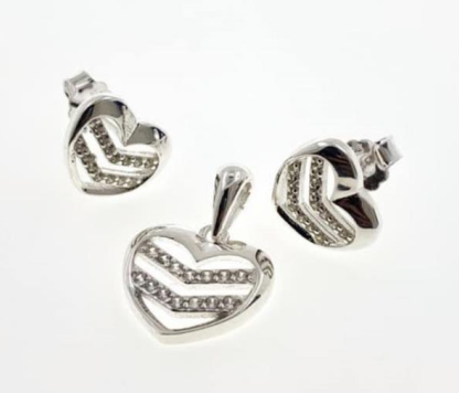 PSET2391 SET CORAZON CON ZIRCONIA BLANCO PLATA 9.25