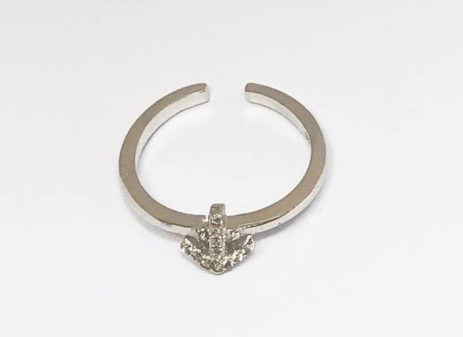 PANI0145 ANILLO AJUSTABLE CON FIGURA CON FIGURA DE ANCLA, PLATA 925