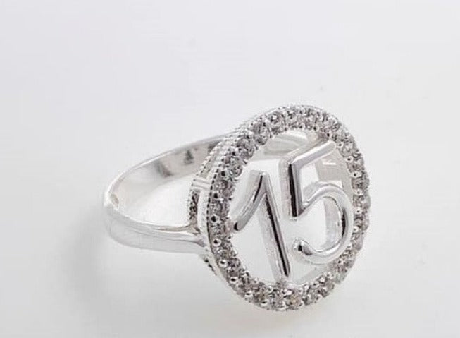 PANI1012 ANILLO 15 AÑOS CIRCULAR CON CIRCONES, PLATA 925