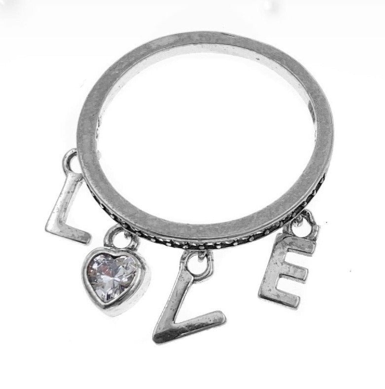 PANI1068 ANILLO CON MENSAJE COLGANTE (AMAR), PLATA 925