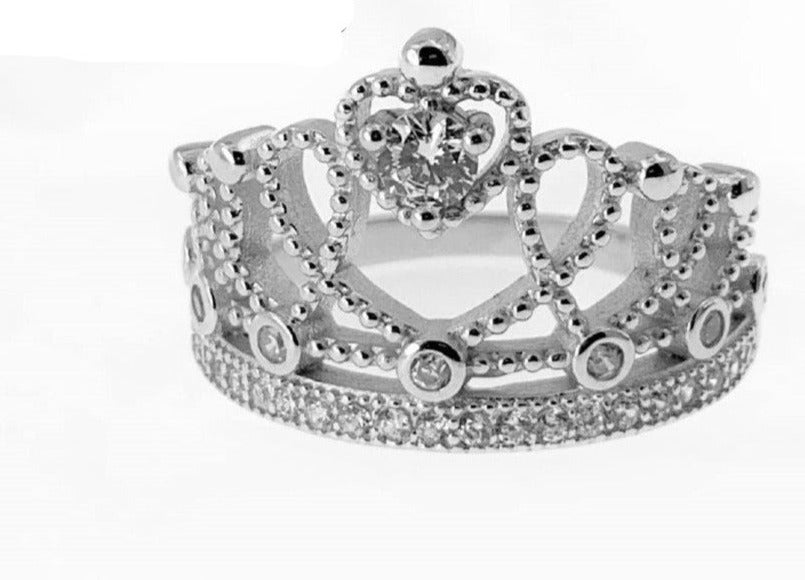 PANI1107 ANILLO 15 AÑOS CORONA CON PIEDRAS BLANCAS, PLATA 925