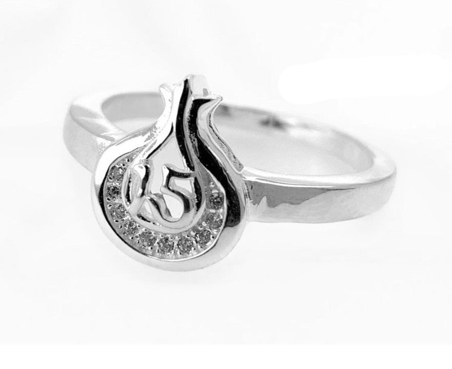 PANI1113 ANILLO 15 AÑOS GOTA PIEDRAS BLANCAS, PLATA 925