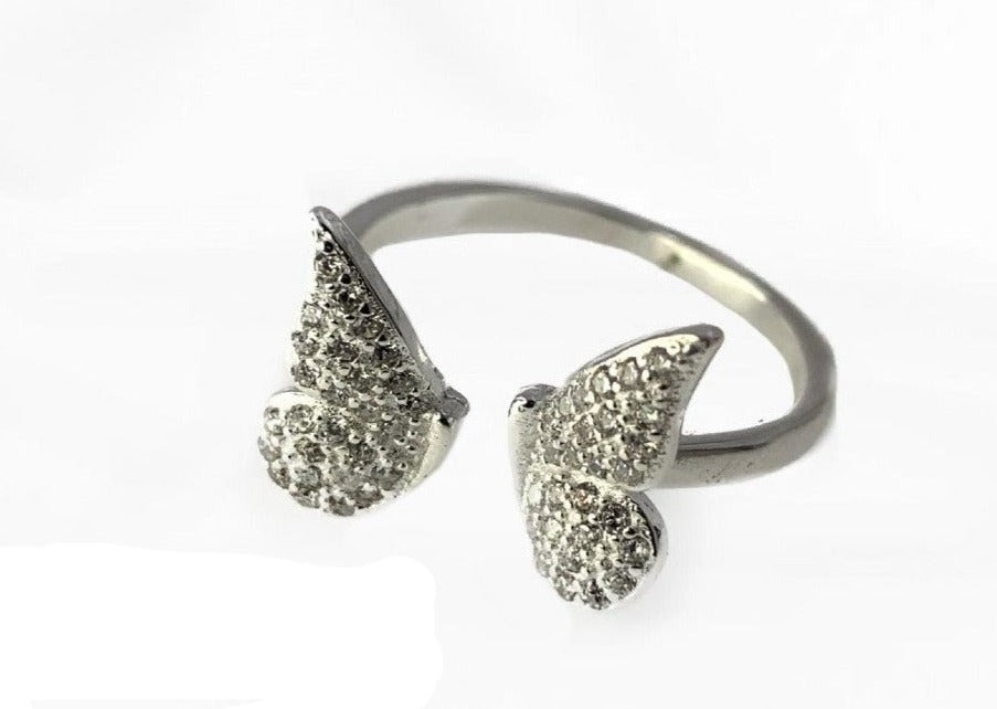 PANI1116 ANILLO AJUSTABLE ALAS DE MARIPOSA, PLATA 925