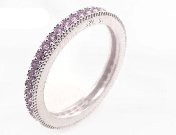 PANI1148 ANILLO DE PROMESA CON CIRCONES ROSAS, PLATA 925