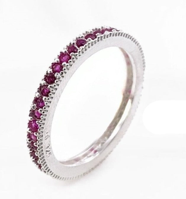 PANI1149 ANILLO DE PROMESA CON CIRCONES FUCSIAS, PLATA 925