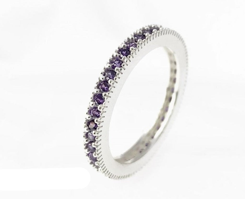 PANI1150 ANILLO DE PROMESA CON CIRCONES MORADOS, PLATA 925