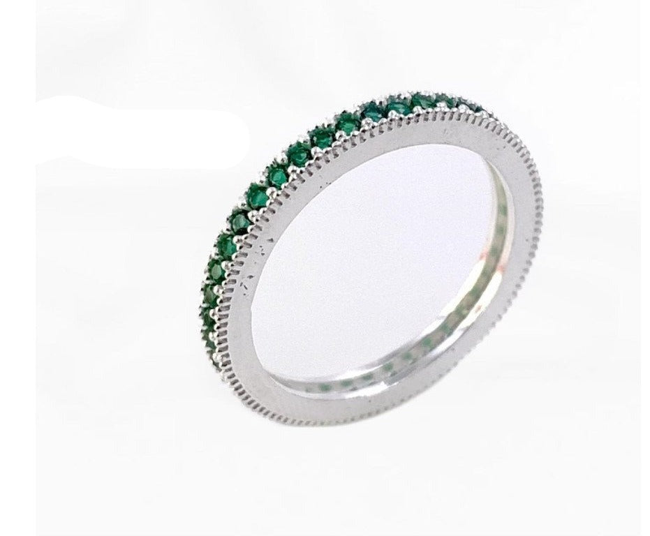 PANI1151 ANILLO DE PROMESA CON CIRCONES VERDES, PLATA 925