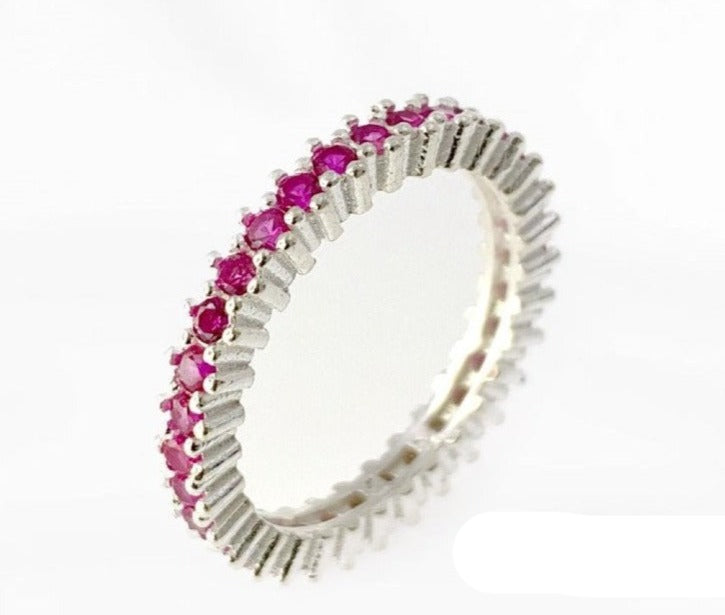 PANI1158 ANILLO DE PROMESA CON CIRCONES FUCSIAS, PLATA 925