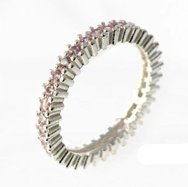 PANI1159 ANILLO DE PROMESA CON CIRCONES ROSA, PLATA 925