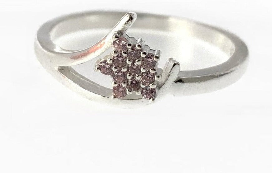 PANI1161 ANILLO DE ESTRELLA CON CIRCONES ROSADOS, PLATA 925