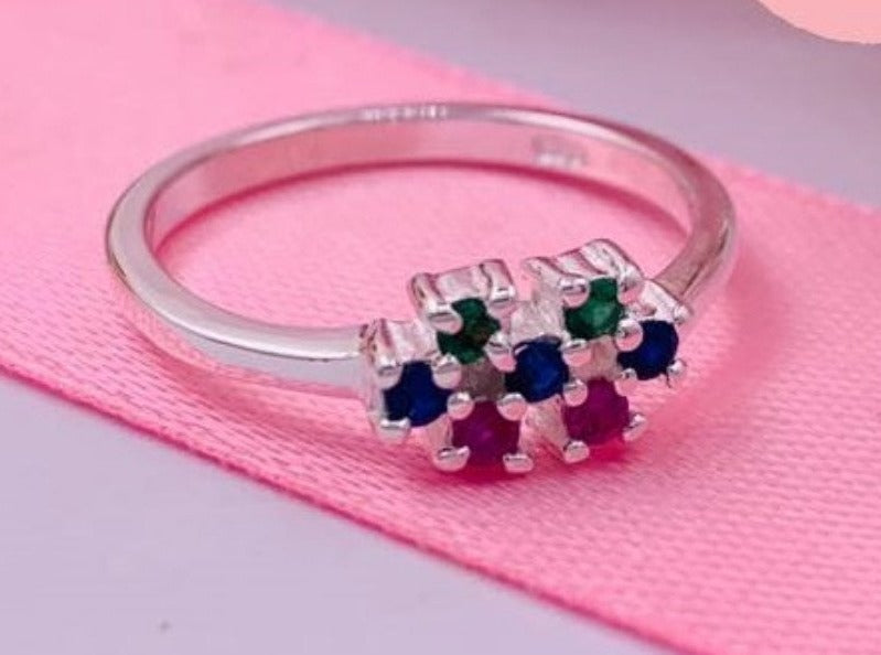 PANI775 ANILLO CIRCONES DE COLORES, PLATA 925