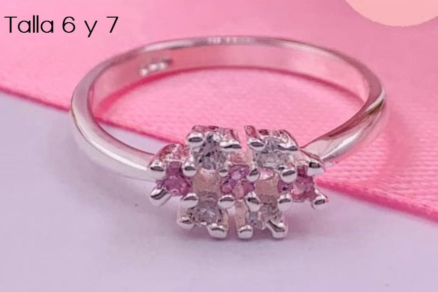 PANI777 ANILLO CIRCONES ROSAS, PLATA 925