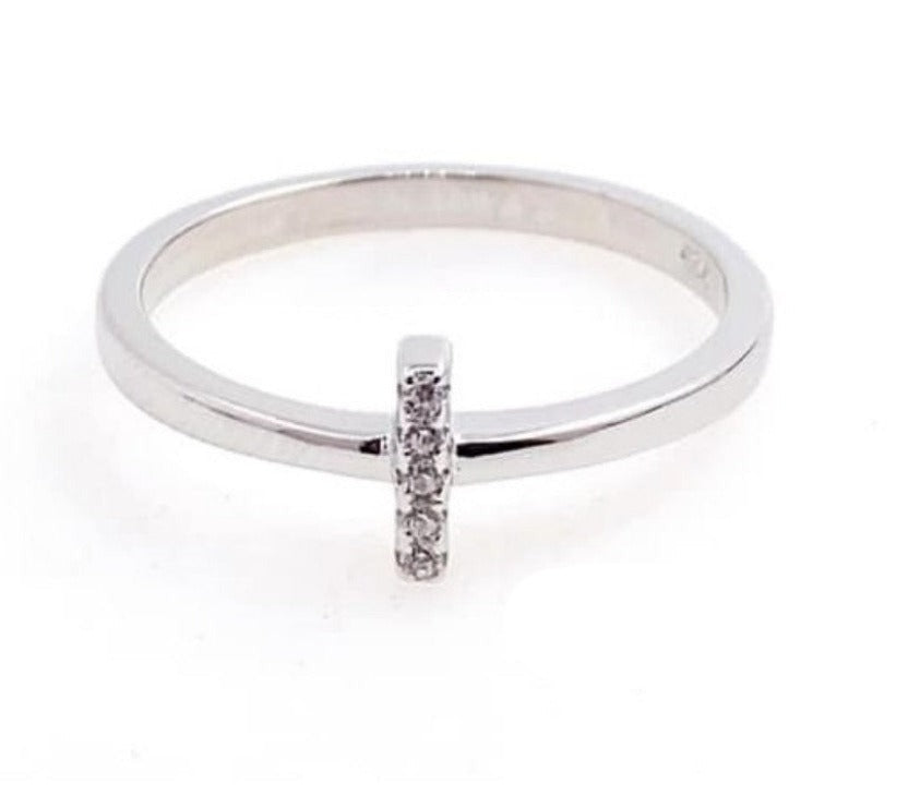 PANI950 ANILLO CRUZ CON CIRCONES, PLATA 925