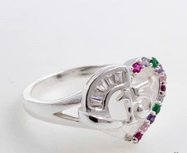 PANI995 ANILLO 15 AÑOS DE CORAZON CON PIEDRAS DE COLORES, PLATA 925