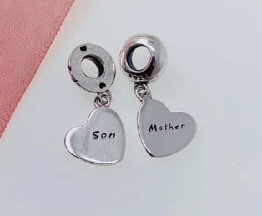 PCHARM1461 COLGANTE DOBLE CORAZON CON MENSAJE (HIJO, MADRE)