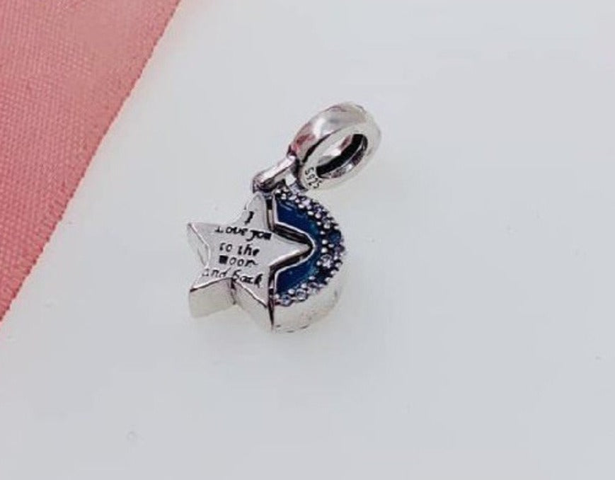PCHARM1477 COLGANTE ESTRELLA CON MENSAJE (TE AMO HASTA LA LUNA Y LAS ESTRELLAS) AMOR SAN VALENTIN