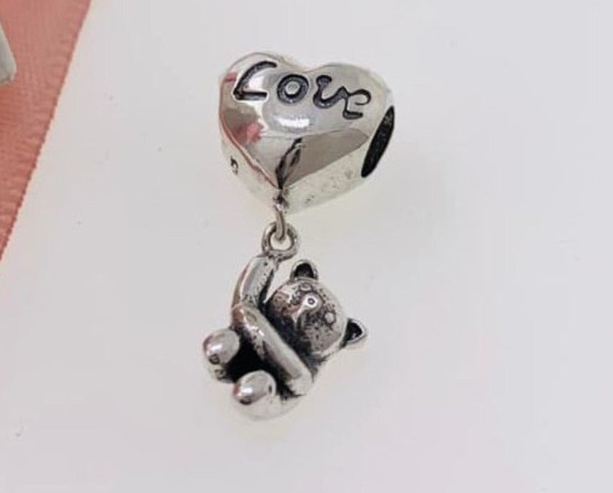 PCHARM1480 COLGANTE DE OSOS CON GLOBO Y MENSAJE (AMAR)