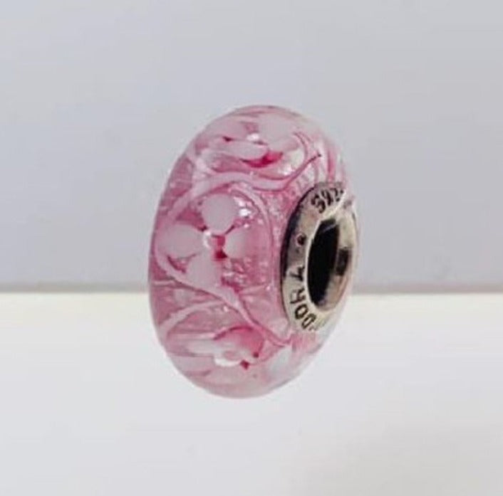 PCHARM1696 CRISTAL DE MURANO ROSA CON FLORES