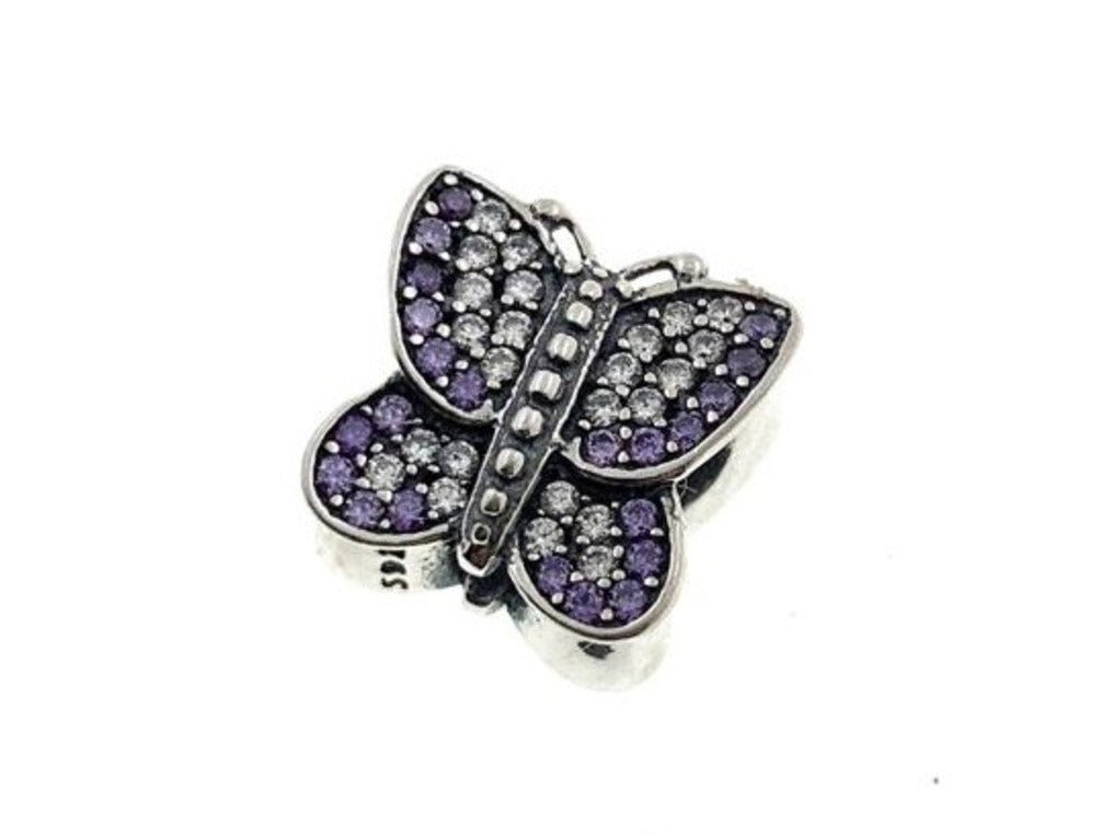 PCHARM2079 MARIPOSA CON CIRCONES TRANSPARENTES Y MORADOS