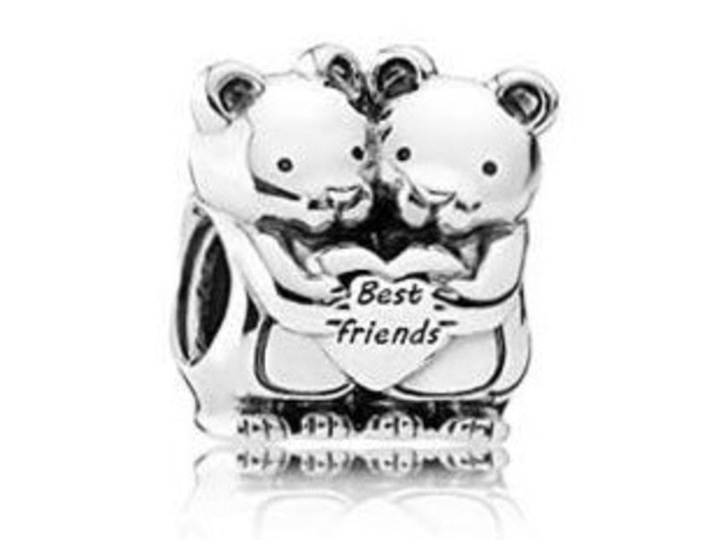 PCHARM2085 PAREJA DE OSOS CON CORAZON CON MENSAJE (MEJORES AMIG@S)