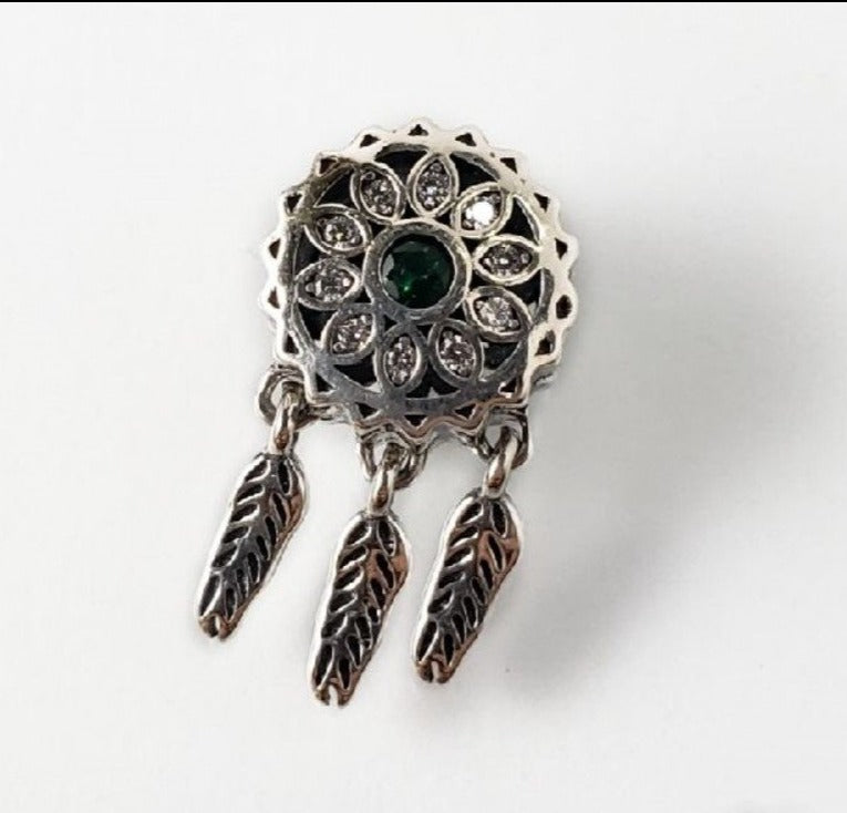 PCHARM2092 atrapasueños CON PIEDRA VERDE EN MEDIO